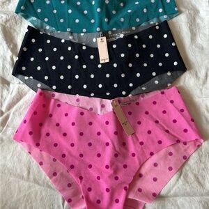 Victoria's Secret Polka Dot Hiphugger Panties Trio - Pink, Black, Teal